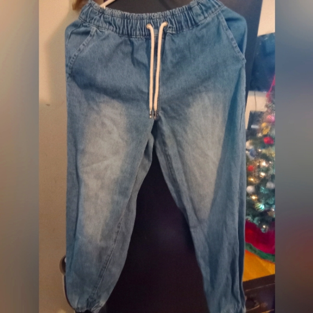 Forever 21 light denim drawstring wide leg  jeans
